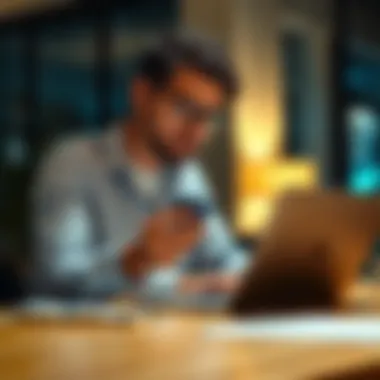 Analyzing Credit Card Rewards Person analyzing credit card rewards on a laptop