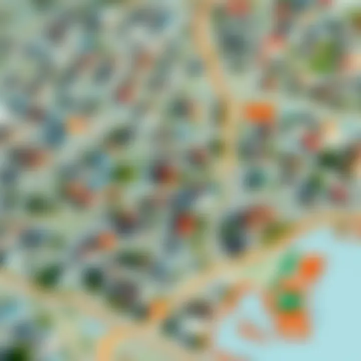 A map highlighting various neighborhoods in St. Petersburg