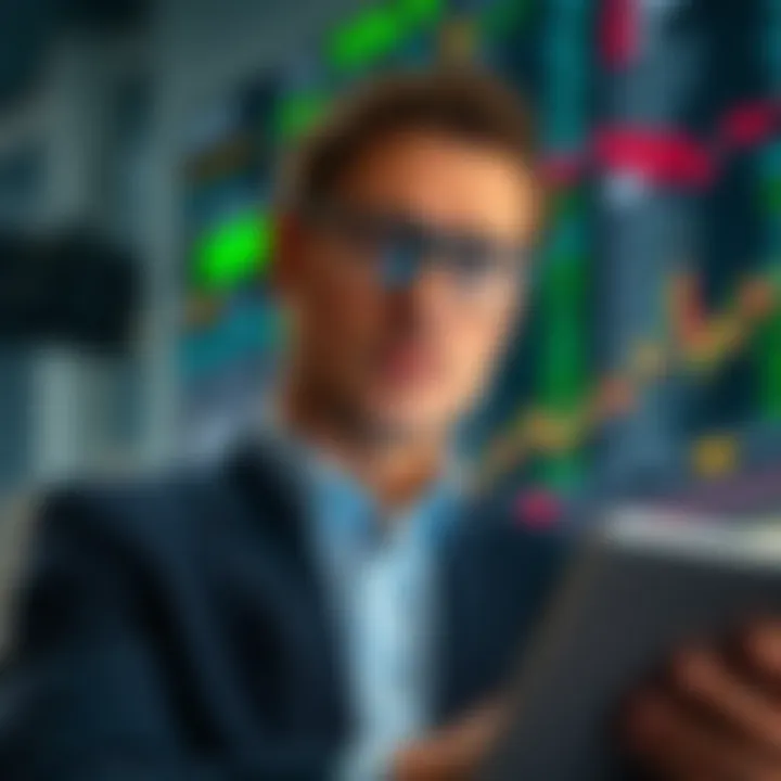 Investor Insights on Market Dynamics Investor analyzing market trends with a thoughtful expression