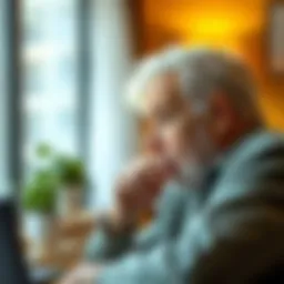 An elderly individual contemplating tax filings