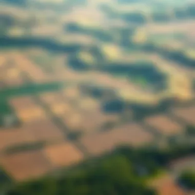Aerial view of diverse land parcels