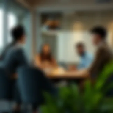 Collaborative Team Environment Team collaboration in a mortgage company meeting