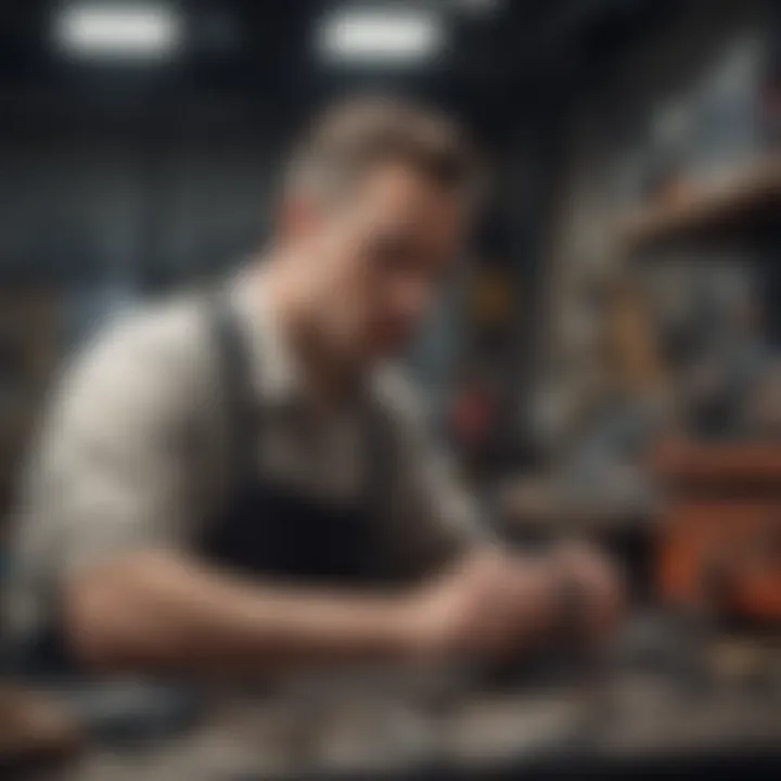 A skilled tradesperson working with advanced tools in a workshop environment