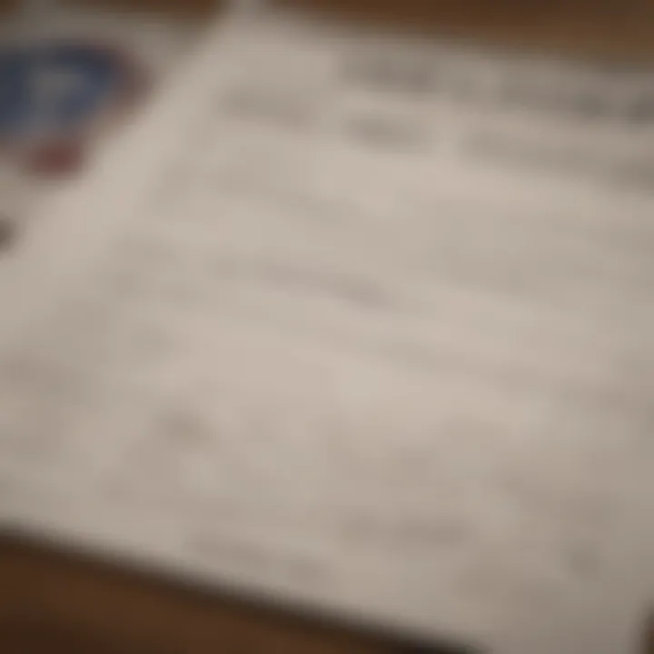 A close-up of a VA loan application document