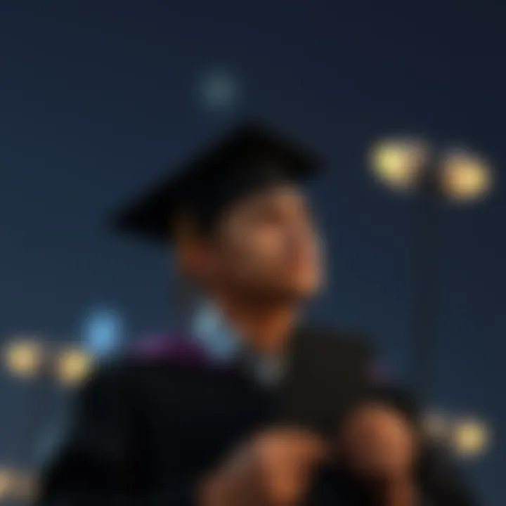 Graduate Career Contemplation A graduate holding a diploma while contemplating future career paths.