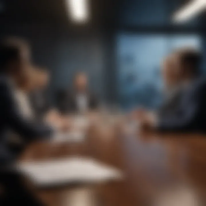 A corporate team discussing outsourcing strategies in a boardroom