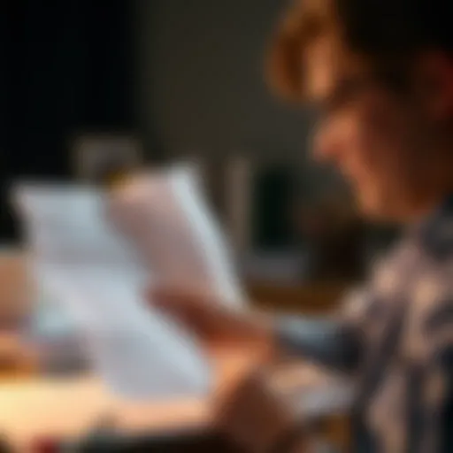Examining Legal Documents for Inheritance A person examining legal documents for potential inheritance