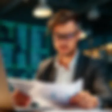 Person reviewing brokerage platforms