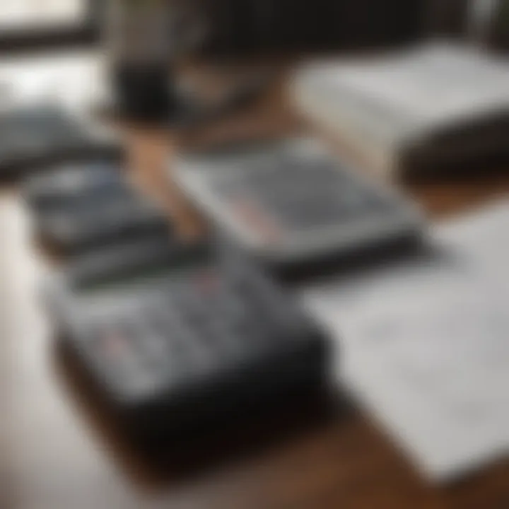 A close-up of a calculator and bookkeeping software on a desk