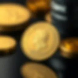 Detailed close-up of a gold Krugerrand coin showcasing its intricate design.