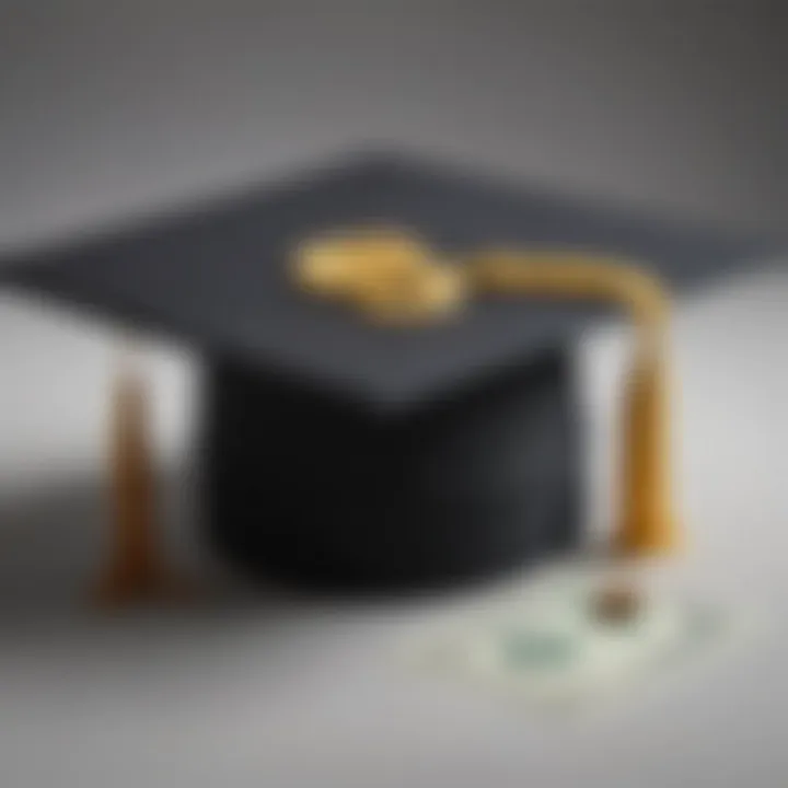 Illustration of a graduation cap and a dollar sign symbolizing student loans