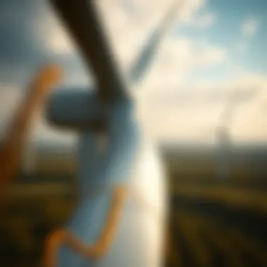 A wind turbine generating electricity