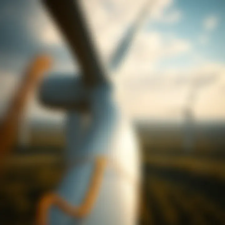 A wind turbine generating electricity