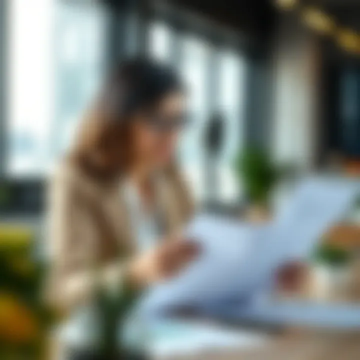 Financial Insights for SBA Loan Applications A businesswoman reviewing financial documents in a modern workspace