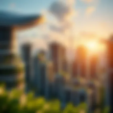 Sustainable Urban Development A thriving green city showcasing sustainable architecture