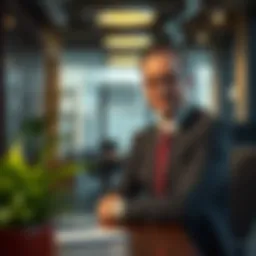 An illustration depicting a real estate sponsoring broker in a professional setting