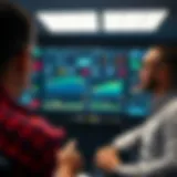 An immersive learning environment showcasing financial charts and analytics
