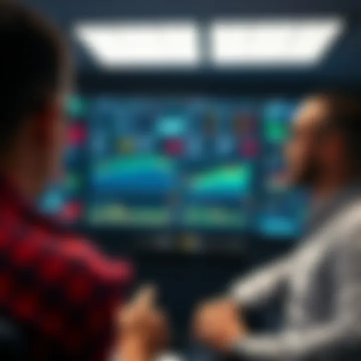 Immersive Learning in Financial Education An immersive learning environment showcasing financial charts and analytics