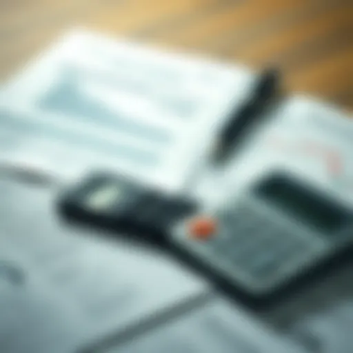 Visual representation of financial documents and calculators