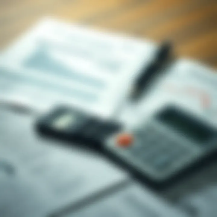 Visual representation of financial documents and calculators