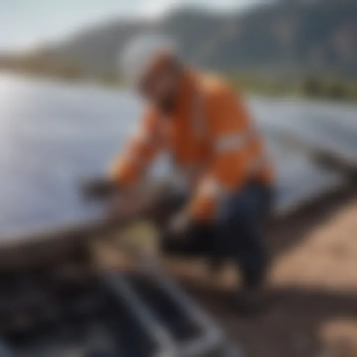 Maintenance check on solar power equipment