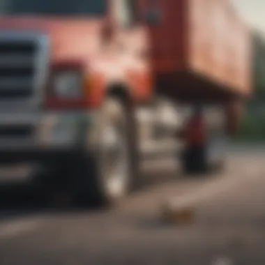 A close-up of a used truck with a price tag in focus.
